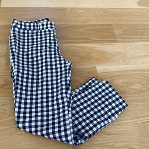 J crew Navy Gingham Winnie Pant. Cropped. 4P